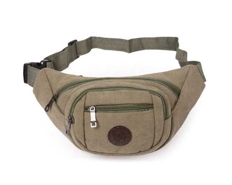 

New men canvas sports pockets factory direct sales ladies casual fashion belt bag large-capacity storage solid color chest bag