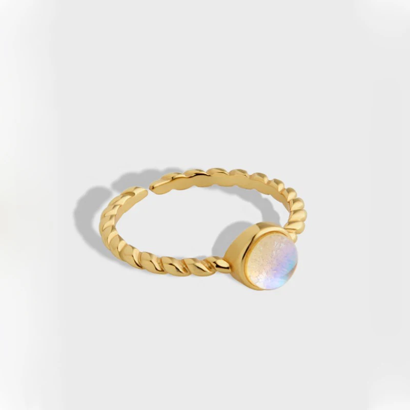 

Wholesale 925 sterling silver moonstone gold plated adjustable open ring