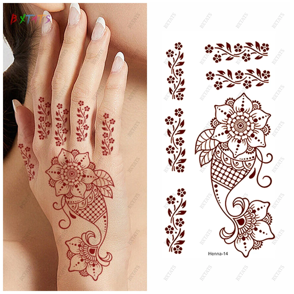 

Customized Body Makeup Temporary Tattoo Stickers Safe for Skin Personalized Maroon Henna Tattoo Sticker