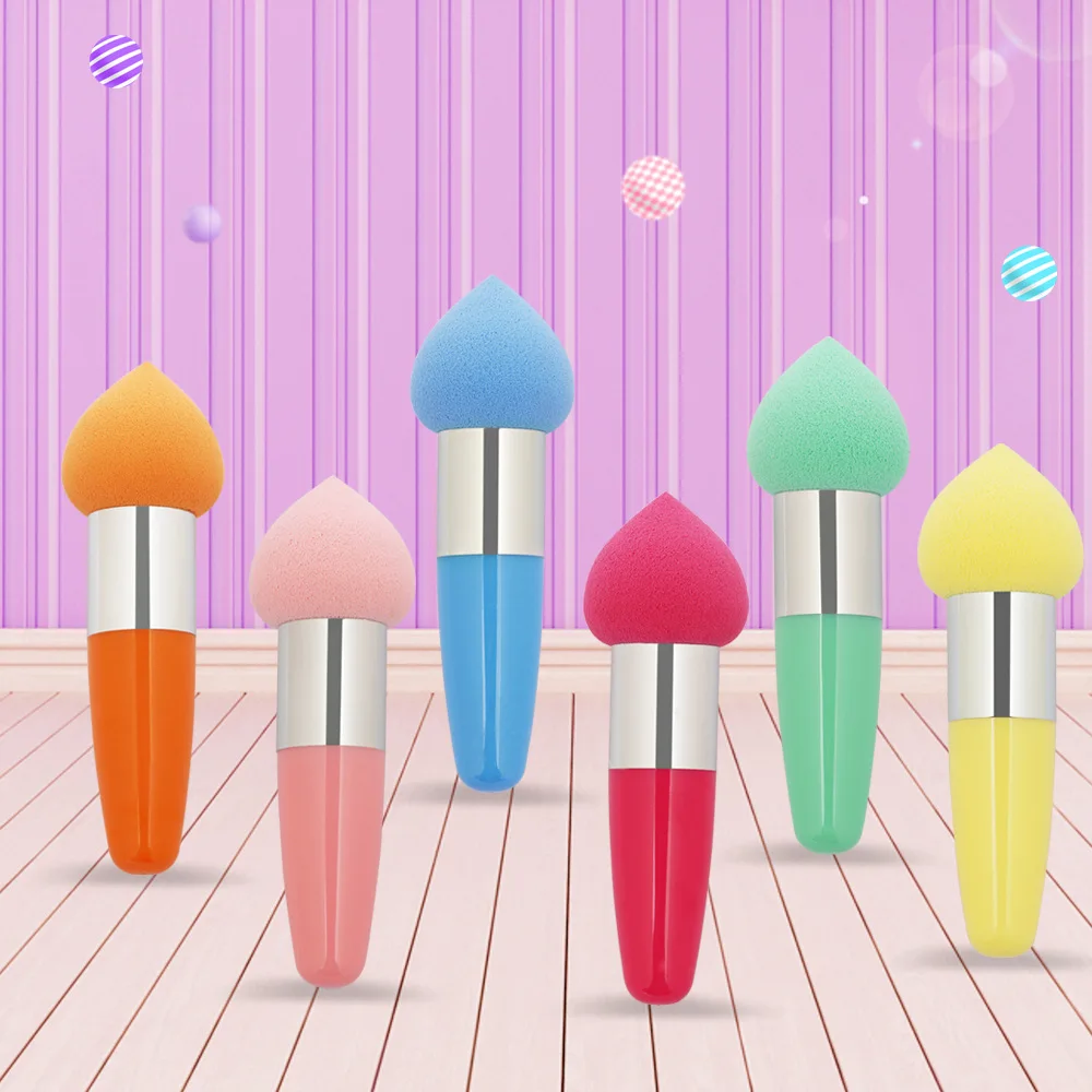 

Wholesale beauty sponge wooden handle cosmetic puff custom facial Mushroom head soft makeup sponge 2022