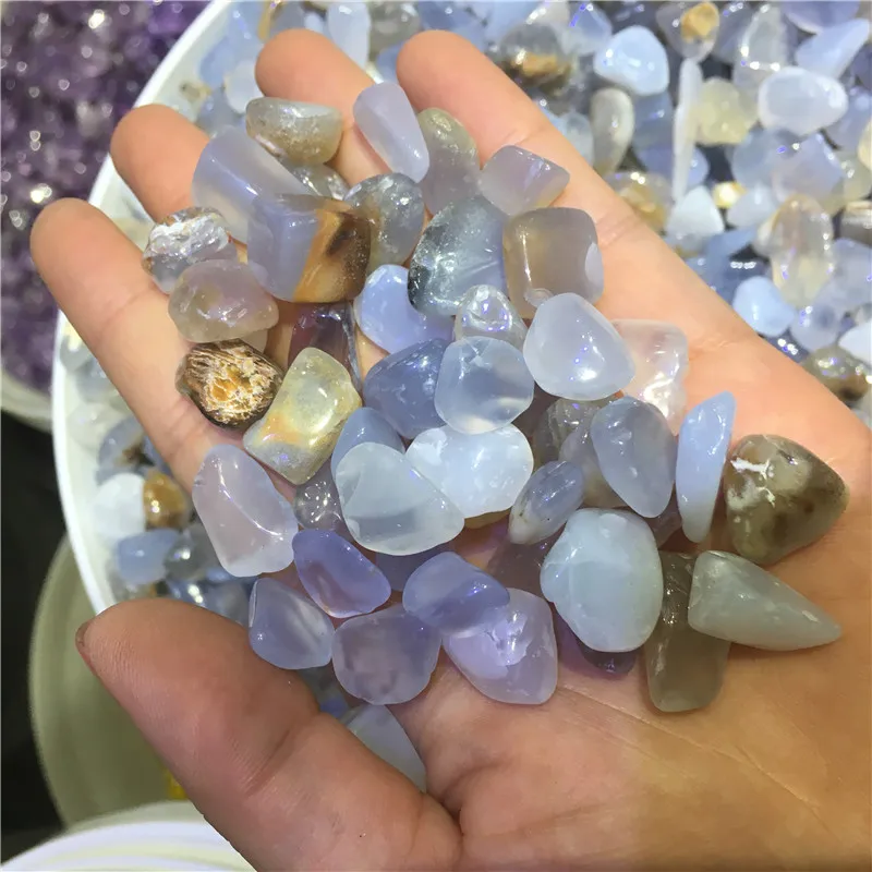 

Natural Blue Chalcedony Blue Lace Agate Crystals Tumbled Stones Gravel