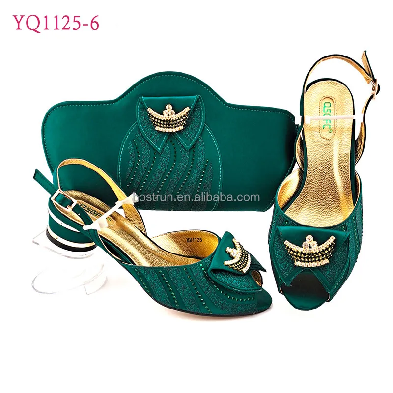 

YQ1125 green vcolor Italian shoe and bag set matching shoes bags 2021 arrivals women