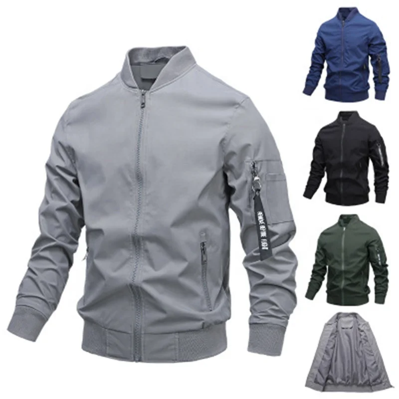 

Solid Color Casual Fashion Trendy Men's Jackets, Gray/green/black/blue