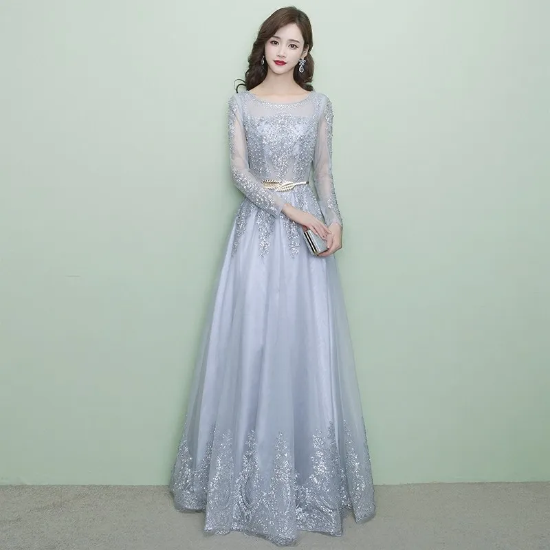 

DS1084 Arabic Middle East Gown Women Bling Long Sleeve Embroidery Mermaid Gowns Vestido De Festa Prom Evening Dress, Multi