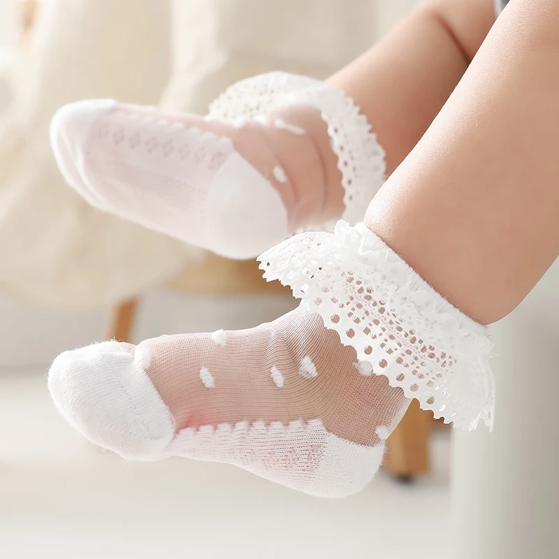 

2021 new cotton mesh breathable socks baby girl summer baby lace ankle socks