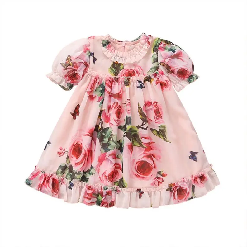 

kids clothes girl dress floral printed children girls dress