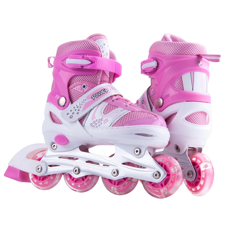 

Cheap PVC light up wheels roller inline skates shoes, Blue, pink, customized