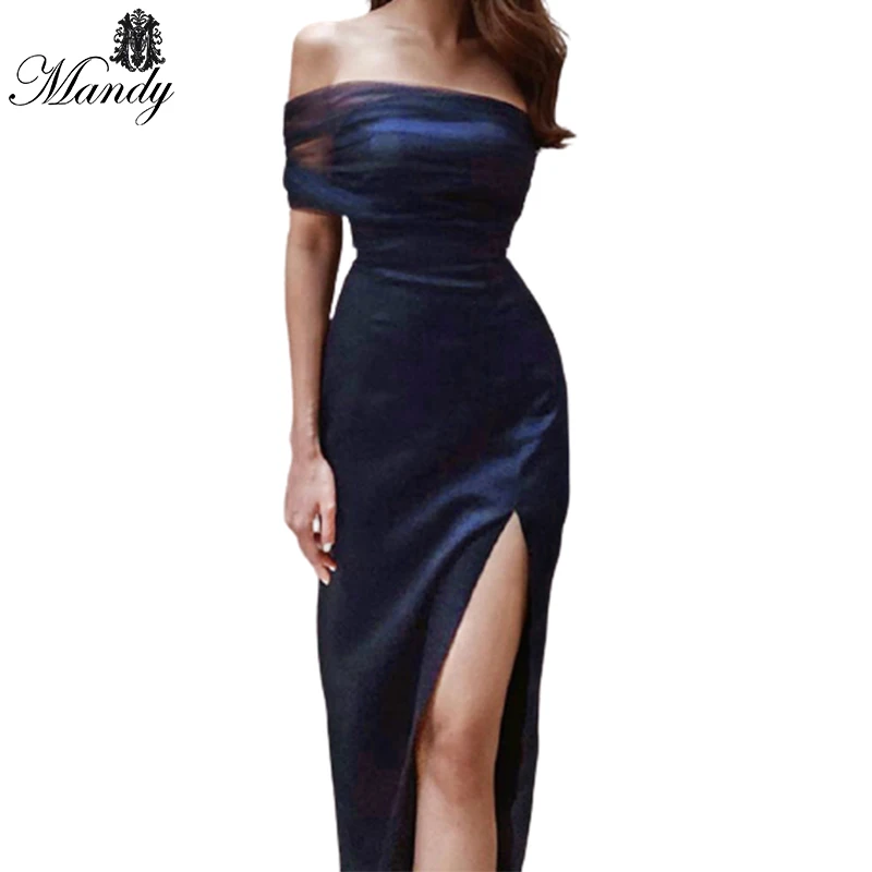 

woman dresses formal elegant party 2021 sexy slit off shoulder plus size dress