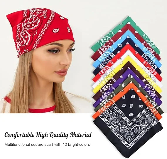 New Product Men's Cotton Bandana Multifunctional Square Handkerchief Stylish Bandanas for Guys