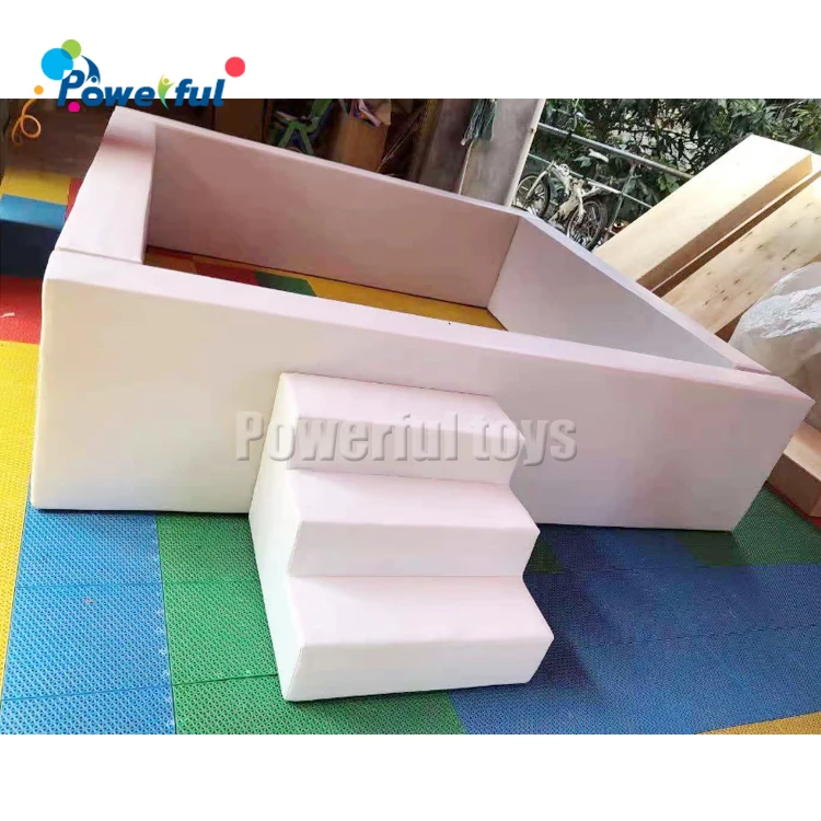 

Indoor round ball pool white square soft ball pit with stair climber