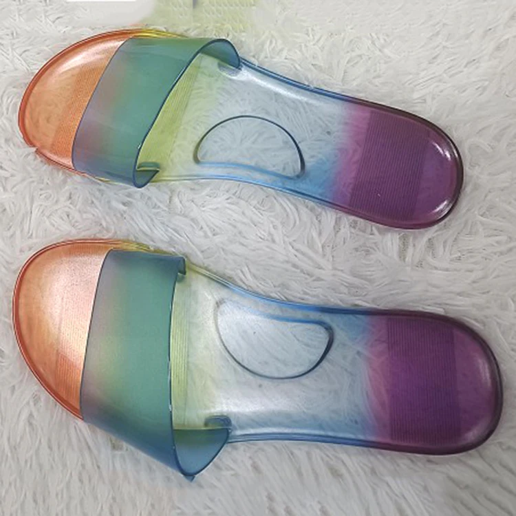 

Summer Injection flat sandal Plastic pvc transparent jelly shoes women