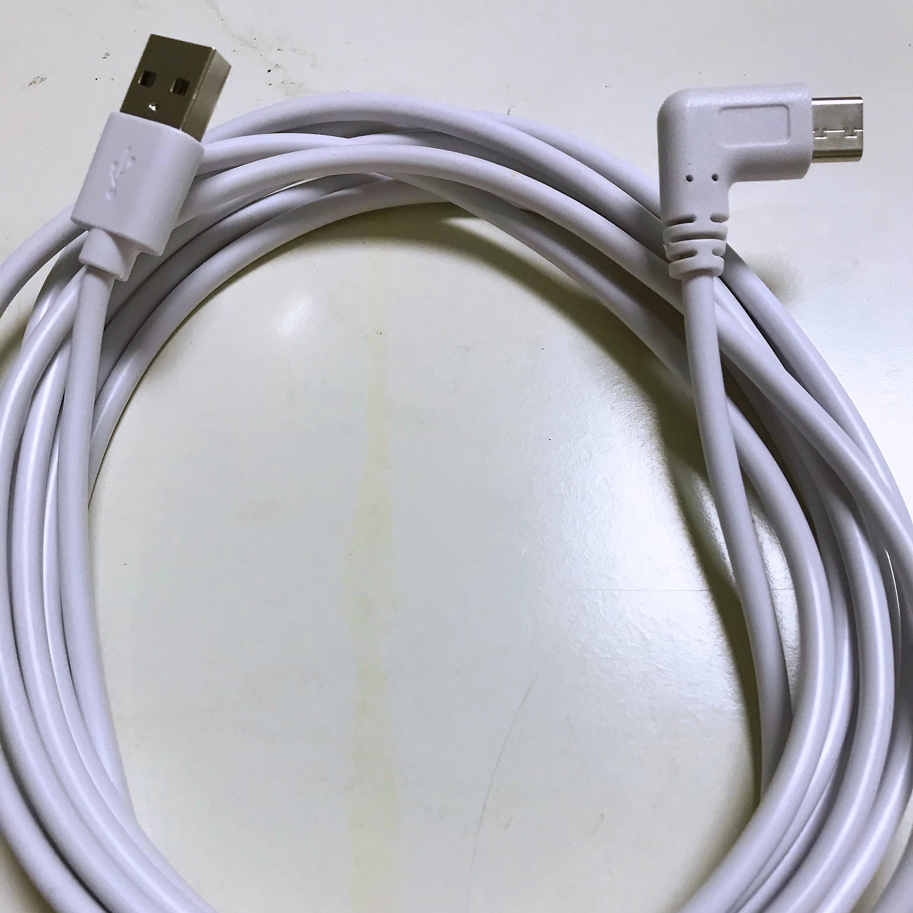 

10ft/3m white color right angle USB Type C male to USB 2.0 A male 20AWG*2C Power charging cable, Colorful