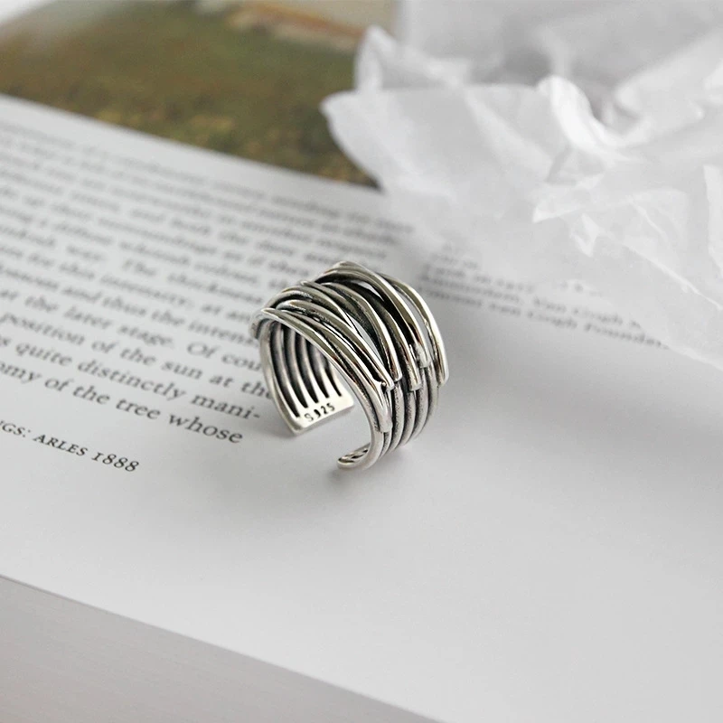 

Bohemian Silver Color Vintage Layered Finger Rings For Women Adjustable Large Chains Irregular Opening Rings Novelty Jewelry