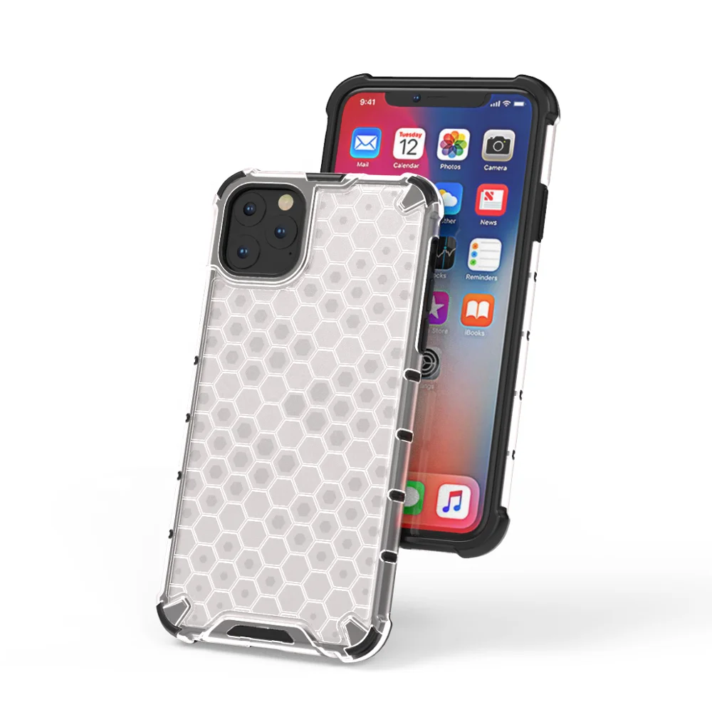 

2020 Factory Supply Soft Touching Honeycomb Phone Case for iPhone 11 Pro Max Hard PC Cell Phone Case for iPhone 11 Pro Max, Transparent