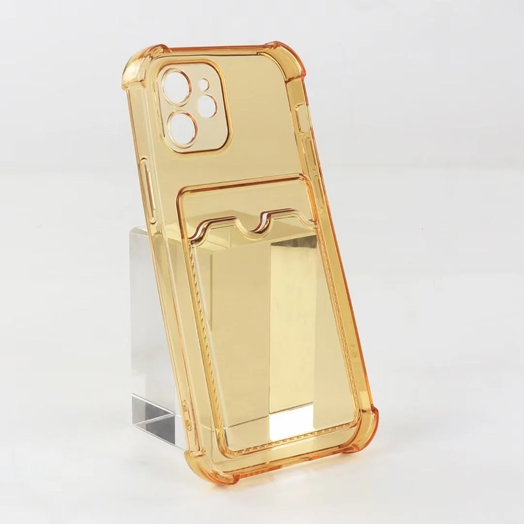 

Transparent wholesale lens TPU+card pouch protection customizable phone case, 9 colors