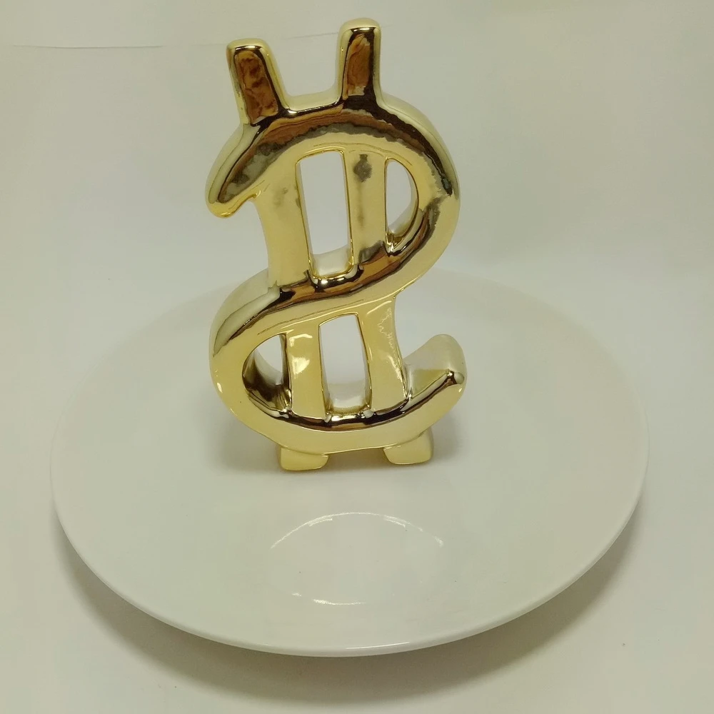 

2020 Popular Design Brass Ceramic Storage Pineapple Gold Round Plate Jewelry Tray