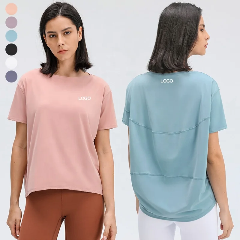 Custom Logo Casual Loose Sports Running Top Short Sleeve Gym Fitness Shirts Performance Pickleball Shirts for Women