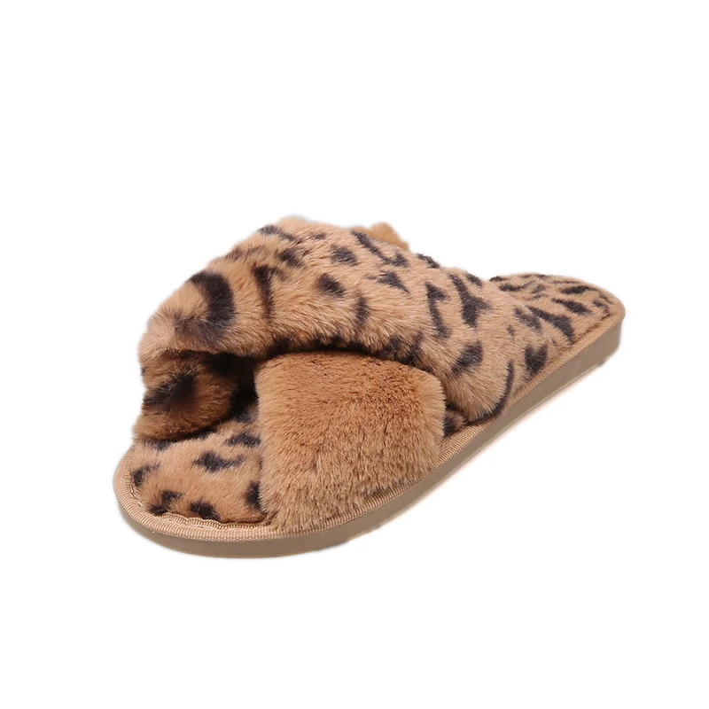 

Autumn Winter House Shoes Women Home Leopard Slippers