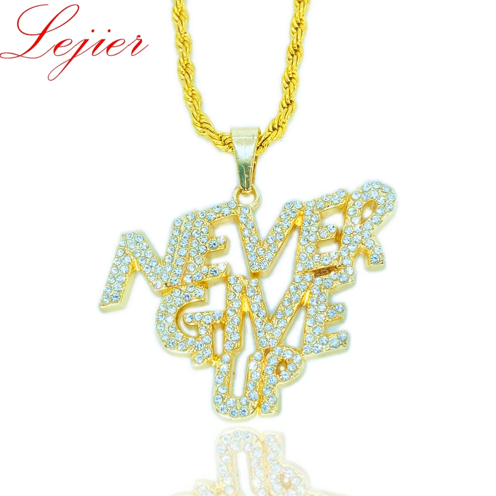 

LEJIER high-quality autumn charm hip hop pendant zircon personality trend natural letters street jewelry gold necklace