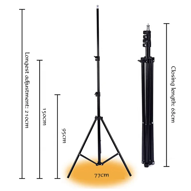 

Aluminum Alloy 210cm Tripod Stand Mobile Phone Video Camera Selfie Tripod Stand, Black