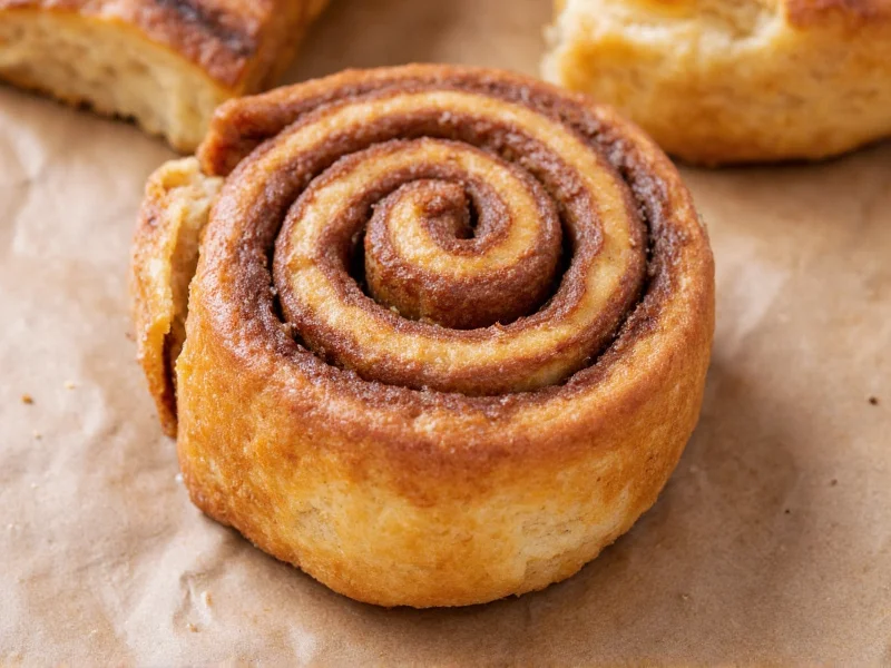 Sliced cinnamon roll showing perfect spiral filling