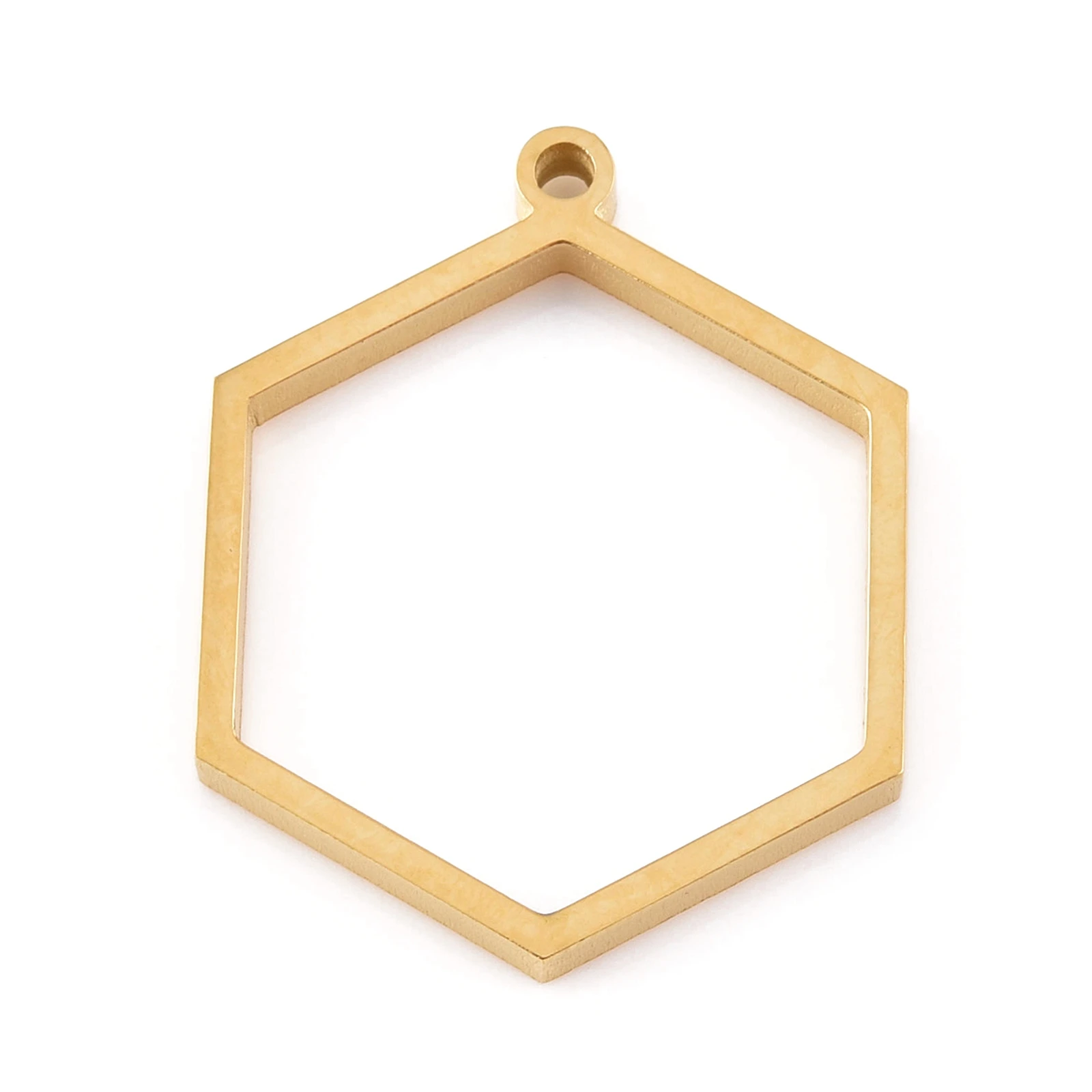 

PandaHall Hexagon Vacuum Plating Open Back Bezel Pendants, Real 24k gold plated