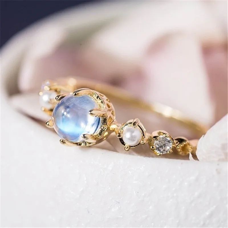 

24k gold rings for women jewelry ring wedding gold high quality moonstone ring