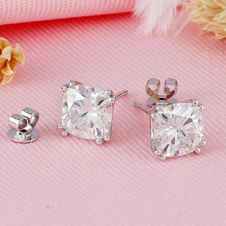 

Earring Clear Square Plain Jewelry Lady Silver Classic Women Girls Daily Dainty Stud Earrings