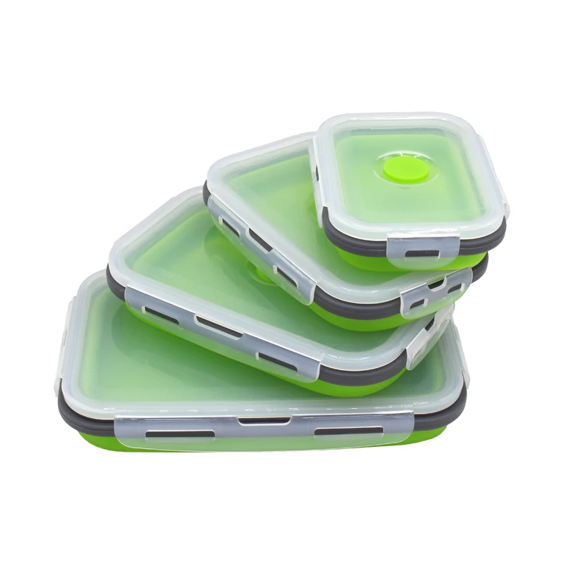 

BPA Free Reusable 4 Pcs/ Set Silicone Food Storage Collapsible Lunch Box