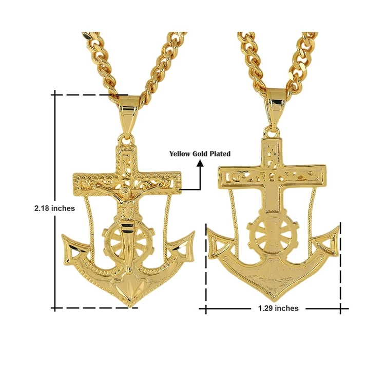 

Hot Sale High Quality Accessories Filled Jewelry Necklace Charm for Unisex Long Chain 18k Gold Necklaces Brass Cross N2 CN;GUA