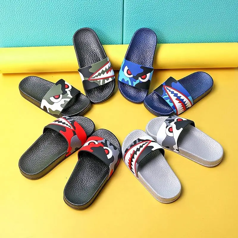 

Chenyu Cartoon Shark Slippers Boys Sandals Baby Non-Slip Flat Beach Shoes Toddler Swimming Slipper Girls Bathroom Flip Flop, 3 colors