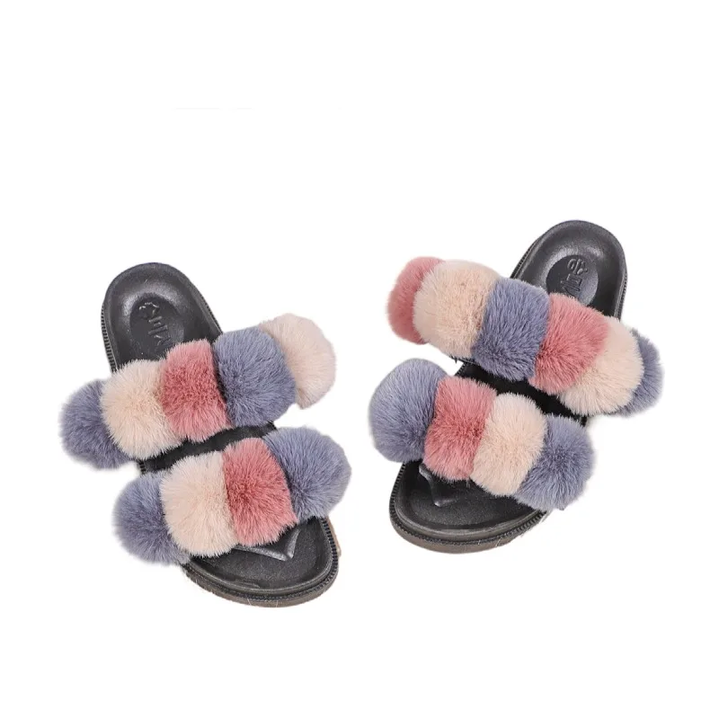 

women footwear faux fur slipper, Show as pictures
