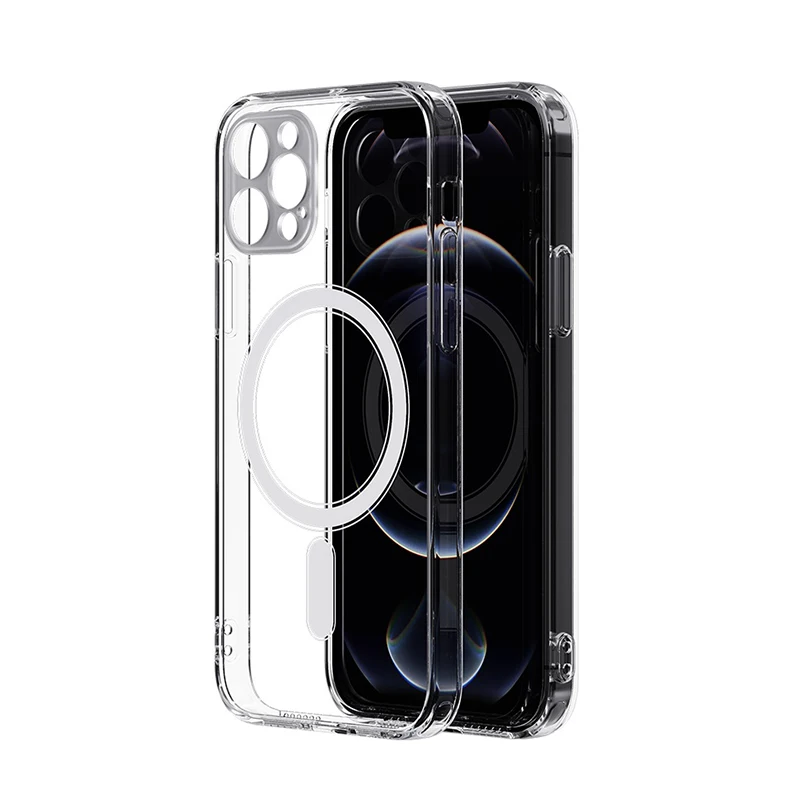 

New Transparent Clear Acrylic Hard PC Soft TPU Shockproof Wireless Charging Phone Case For iphone 12 13 mini pro max