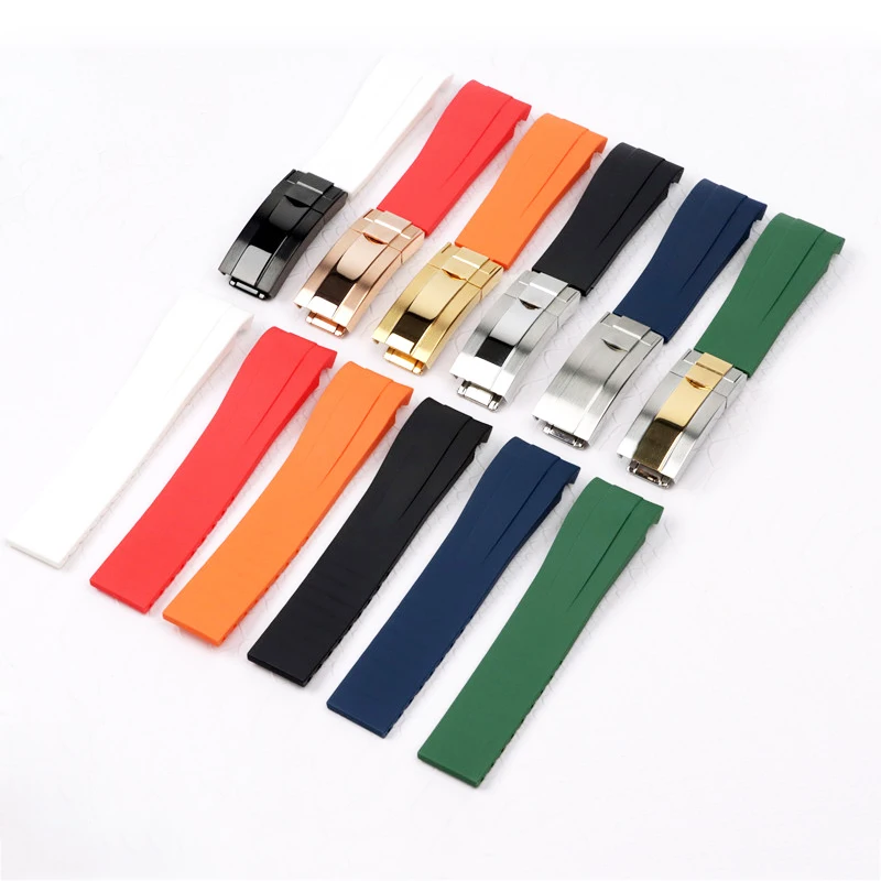 

20mm nature Rubber Silicone Watch band Buckle Watchband for Role strap Daytona Submariner DEEPSEA GMT SEAMARSTER OYSTERFLEX, As picture