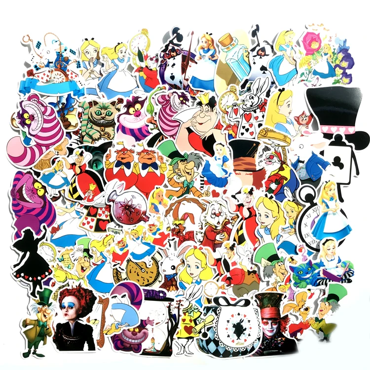 

New 70 PCS/BAG Alice Cute Cartoon Scrapbooking Stickers Decal For for Guitar Laptop Luggage Car Fridge Graffiti Sticker