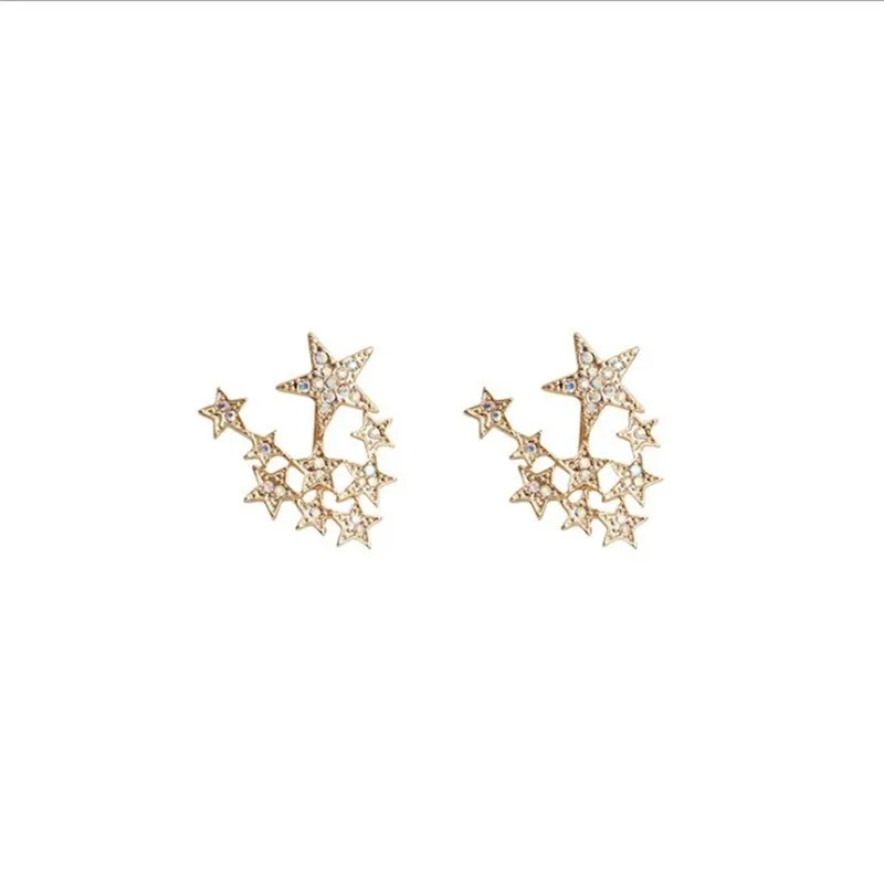 

Hot Women unique design high quality 925 sterling silver three star zircon stud earrings, As picture