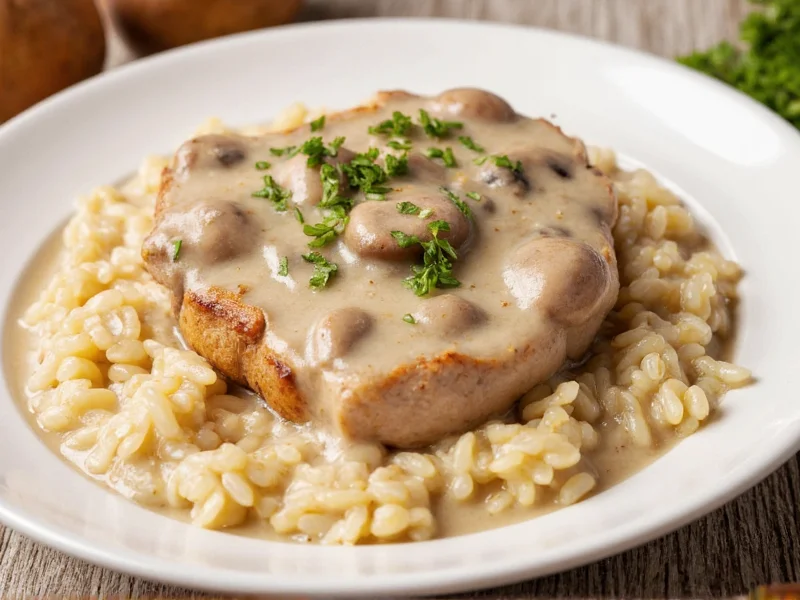 Perfect Pork Chops with Creamy Mushroom Soup & Rice