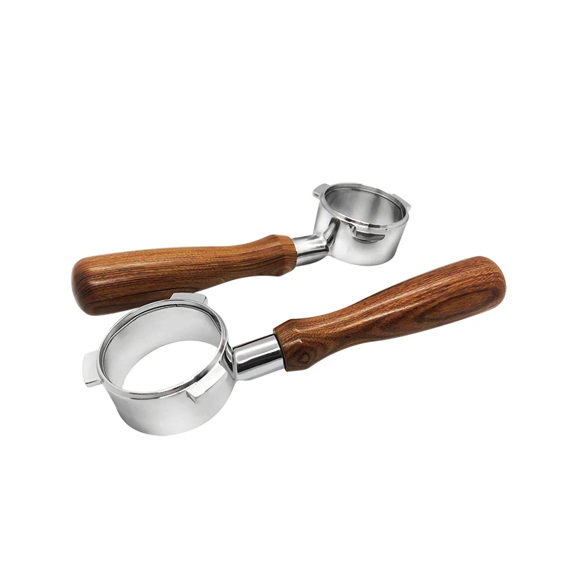 

Espresso Tool Stainless Steel Wooden Handle Portable Bottomless Portafilter Head Funnel