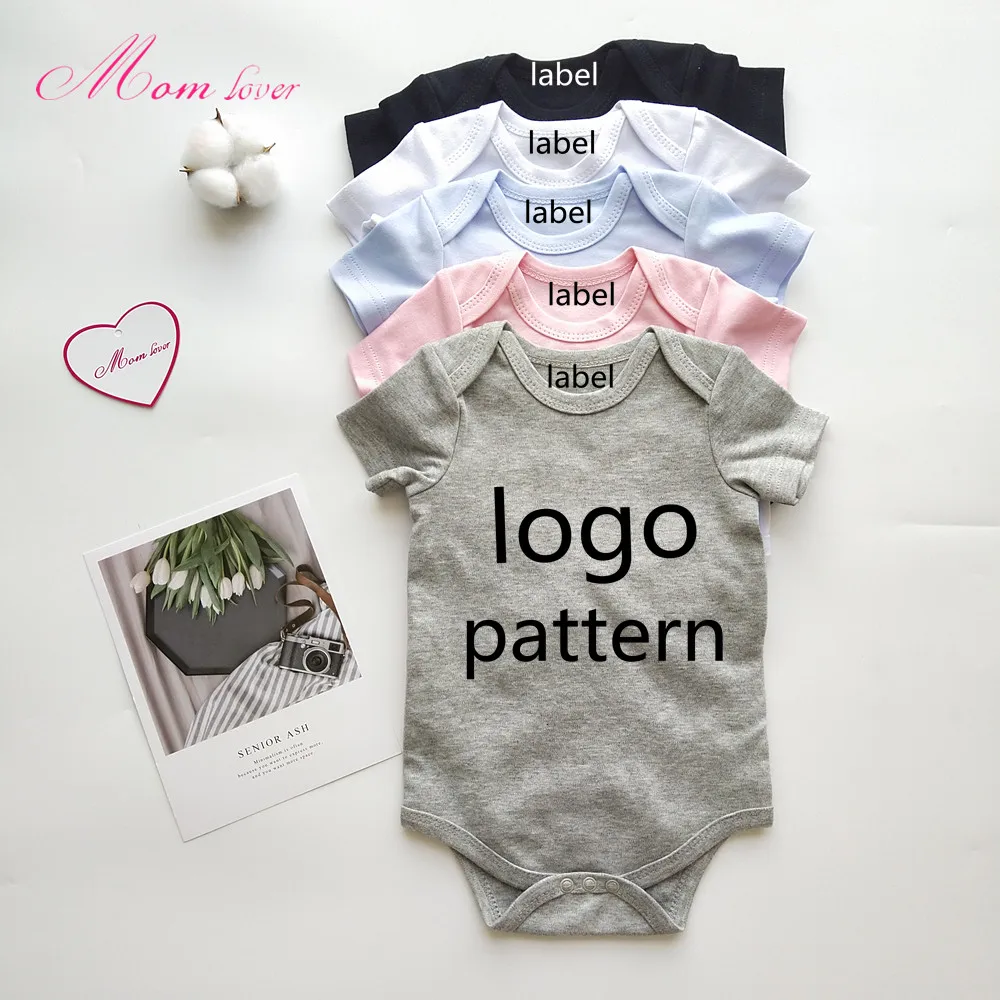 

Customized print organic cotton baby onesie Plain White baby Boys Girls clothing Rompers newborn bodysuit sets, Total 11 colors