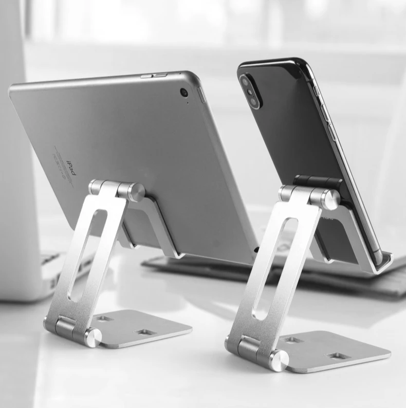

New Arrival Aluminum Portable Foldable Smart Cellphone Support Adjustable Phone Stand, Silver black