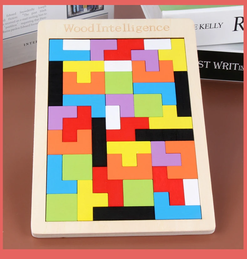 naturl wooden puzzle colorful block seven-piece ne