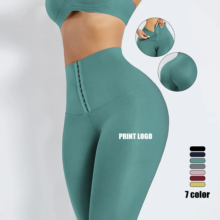 

Custom Logo Adjustable Hooks Women High Waist Tummy Control Yoga Legging Elasticity Waist Trainer Leggings