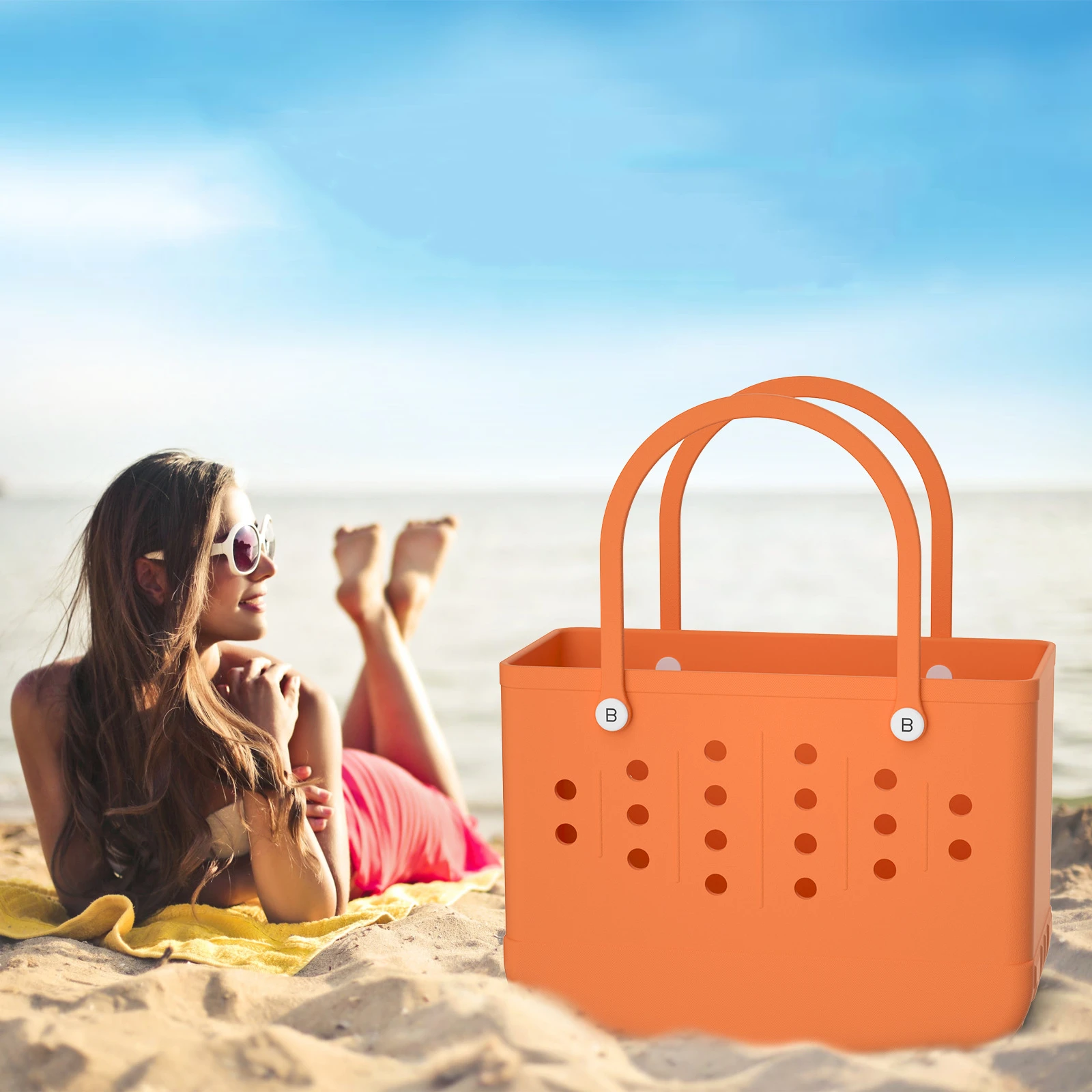 

2022 Amazon Hot Sale EVA Beach Tote bag High Quality Summer Bogg Silicone Large Beach Bogg Bag for Women, Multicolors