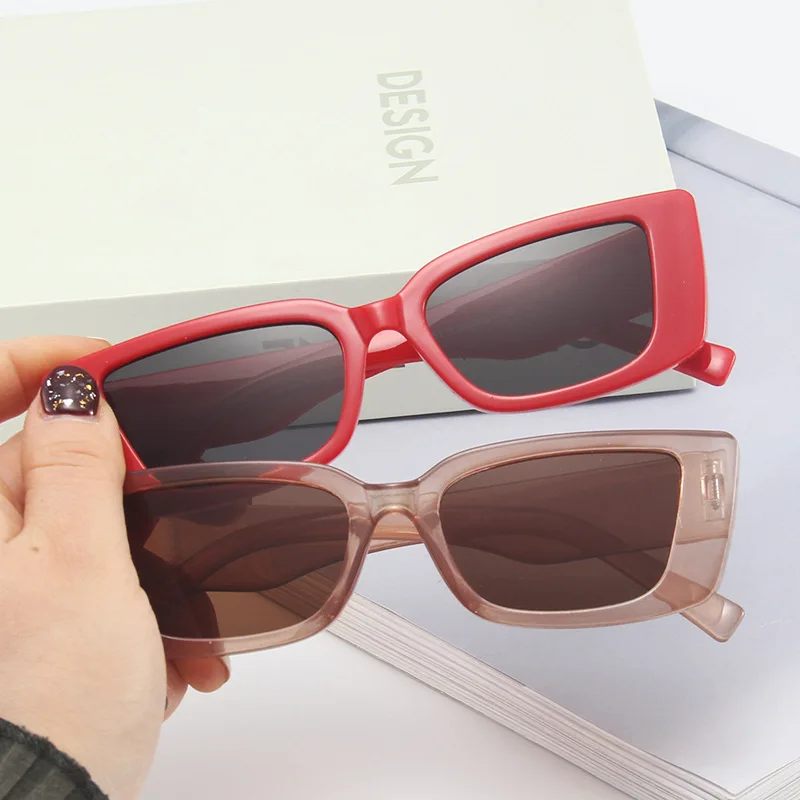 

UNOC 2022 New Fashion Small Frame Sunglasses Female Jelly Colored Ocean Lens Personality Sunglasses Male, 10 colors