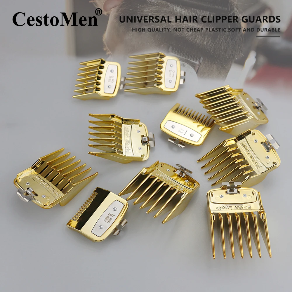 

10pcs/set Plating Luxury Gold Clip Guides Comb Hair Clipper Limit Comb Replacement Hair Trimmer Hairdress Tool Limit Comb
