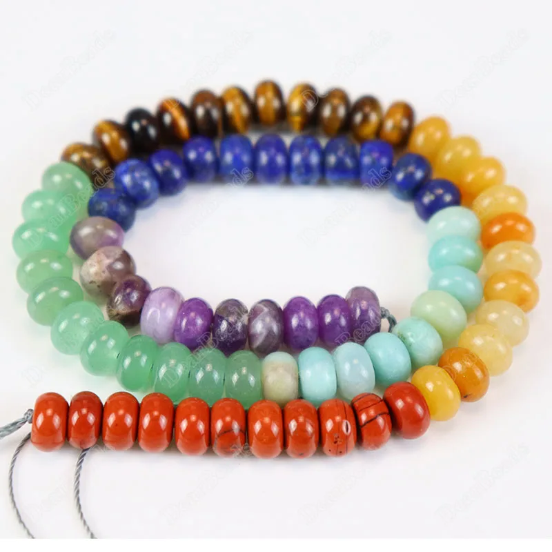 2021 New Arrival Wholesale 7 Chakra Rondelle Gemstone Loose Abacus Beads For DIY Jewelry Making 5x8 mm