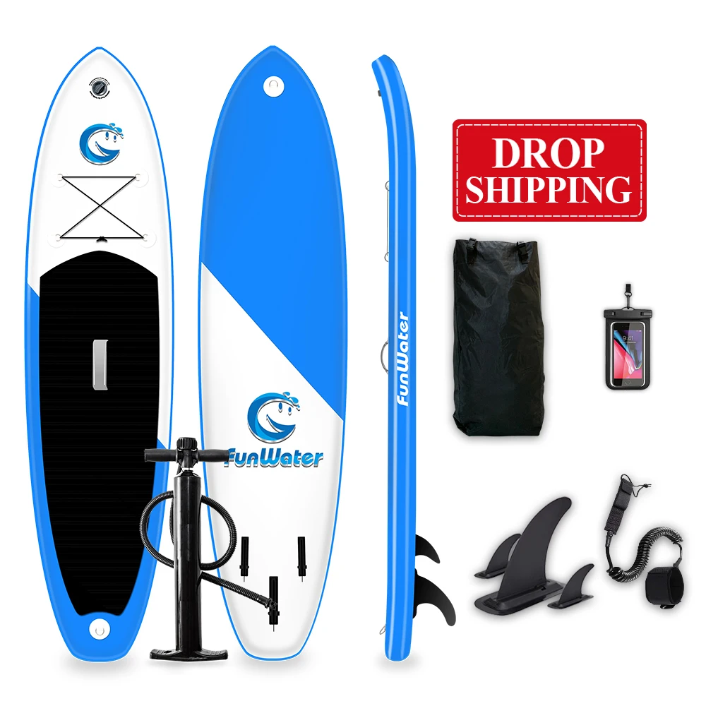 

Funwater Drop Shipping sup paddle board surfboard surfing Factory Supply manufactur surfboard Customized Inflatable Paddle Board, Blue