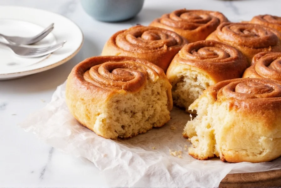 Perfectly baked giant cinnamon bun with cream cheese icing dripping down the sides