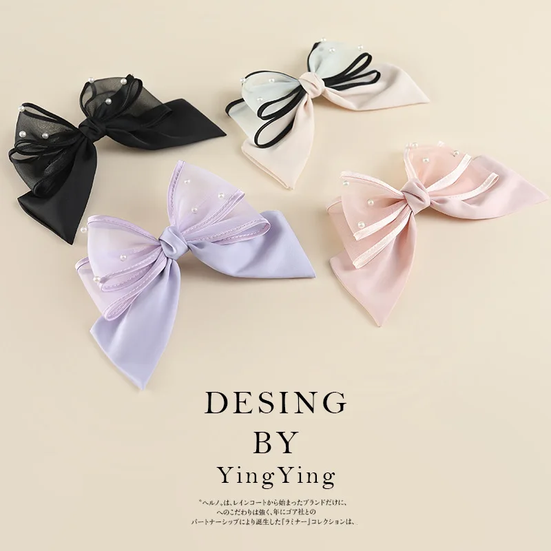 New Stylish Hair Clip Bows Exquisite Elegant Pearl Hair Clips Temperament All-match Yiwu Headdress