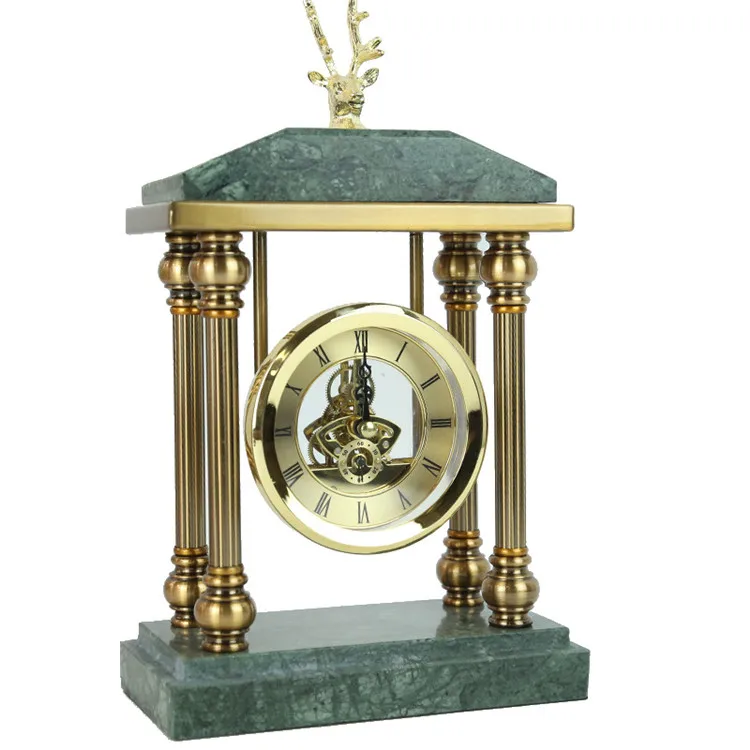 

2021 New Style High Quality Hot Selling Office Decoration Marble Mute Metal Desk Clock, As shown